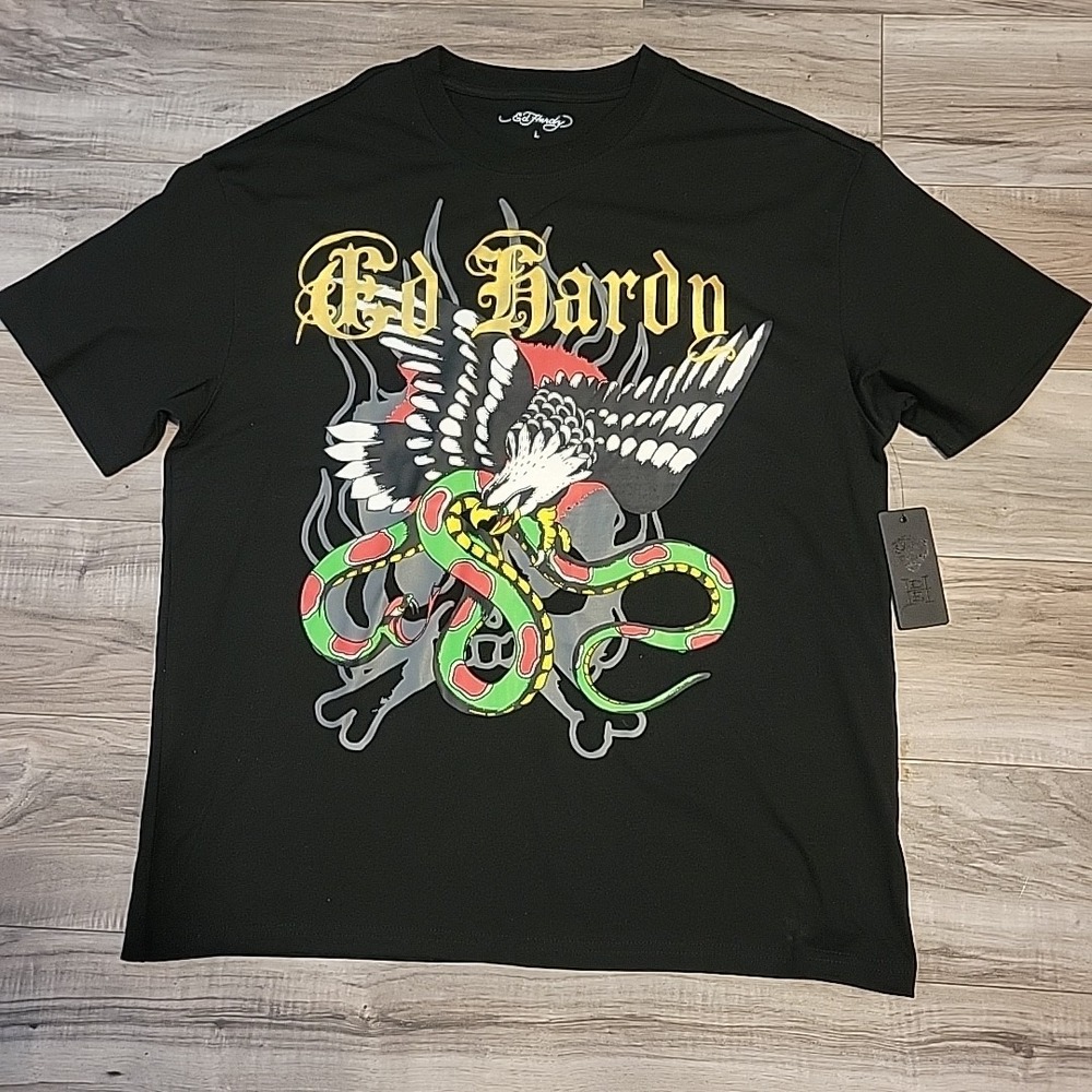 Ed Hardy Tattoo Tiger T-Shirt Retro Graphic Mens Size‎ L Black NEW - Picture 10 of 10
